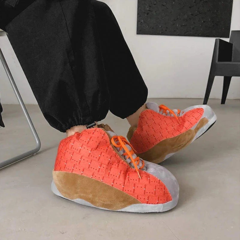 Warm High-top winter plush slippers for men women children,Funny anti-slip house slipper with thick soles,soft fluffy as clouds