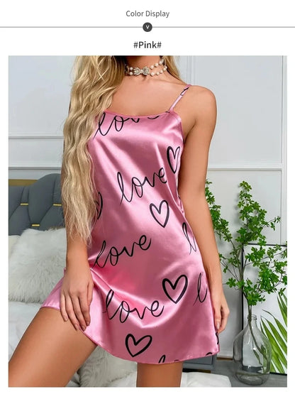 Summer Women Fashion Lace Sexy Sleeveless U-Neck Spaghetti Strap Lingerie Sain Sleepwear Comfortable Nightwear Home Clothes