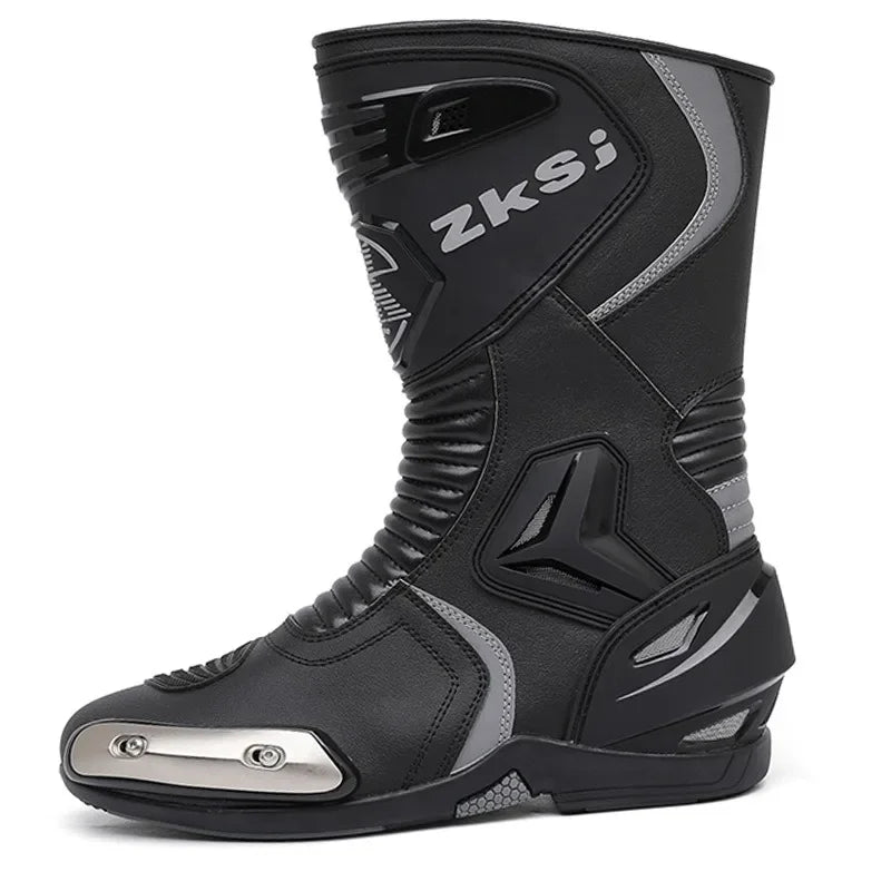 Motocross Boots Men Anti Slip Motocross Riding Boots Non-slip Wear-resistant Breathable Wind-proof Collision-proof Road Shoes