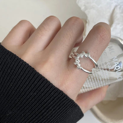 VENTFILLE 925 Sterling Silver Geometric Multilayer Round Bead Ring Female Fashion Punk Temperament Prevent Allergy Charm Jewelry