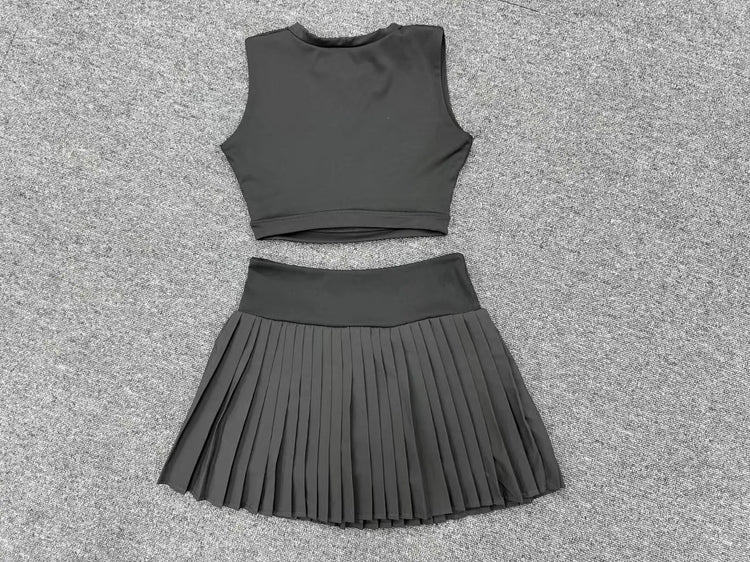 2 Pieces Yoga Set Women's Tracksuit Sexy Sports Bra High Waist Sports Short Skirt Gym Fitness Sleeveless Workout Suit Sportswear