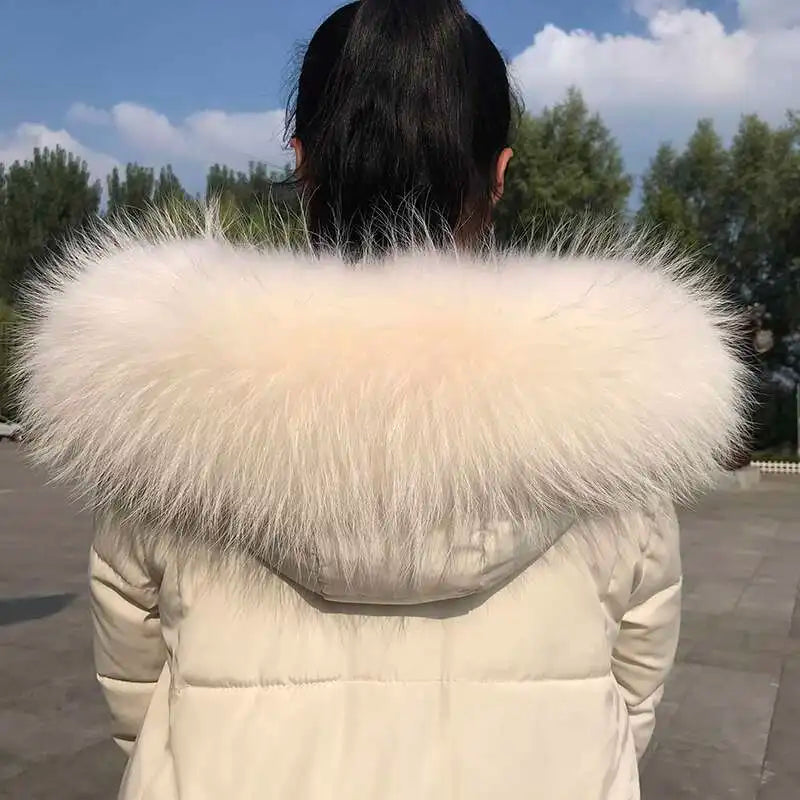 2025 Winter Raccoon Fur Collar Women Men Luxury Natural Fur Hood Trim Decors For Coat Jacket  Genuine Real Fur Shawls Scarves