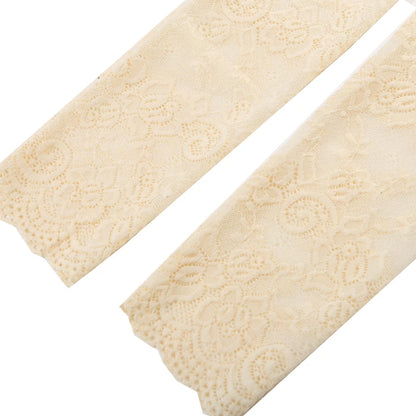 Women Summer Ice Silk Lace Arm Sleeve Elastic Sleeve Driving Gloves Black White Long Fingerless Mittens Sunscreen Gloves
