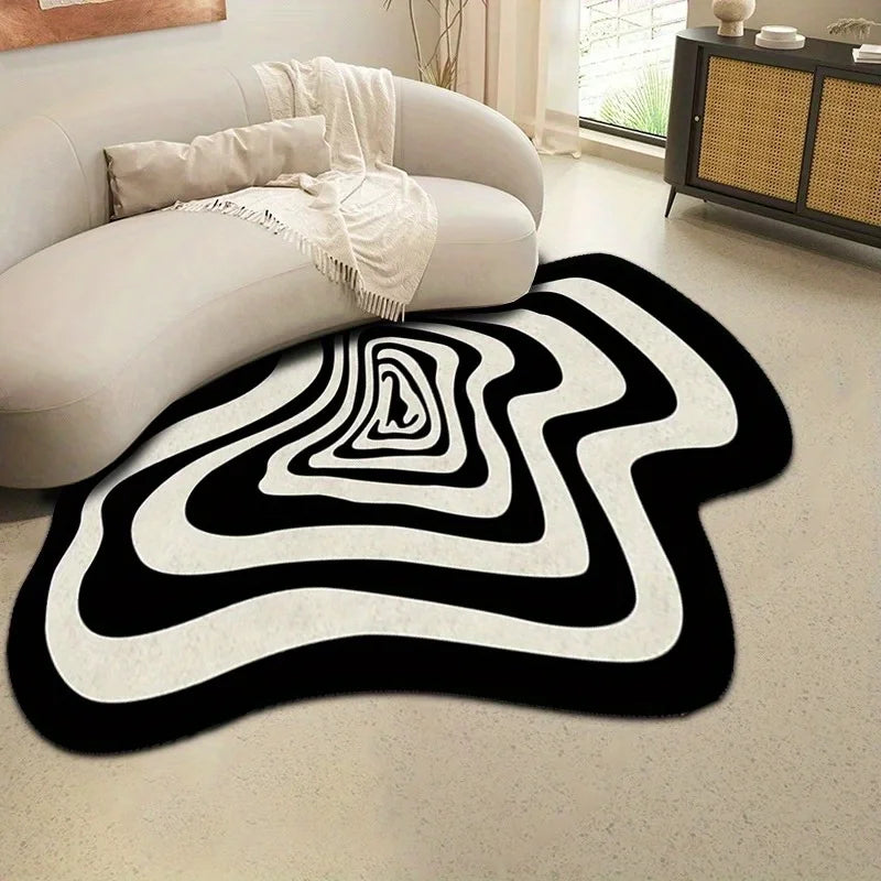 Modern Irregular Carpet Living Room Bedroom Home Decoration Rug Black White Floor Mat Entry Doormat Area Rugs Machine Washable