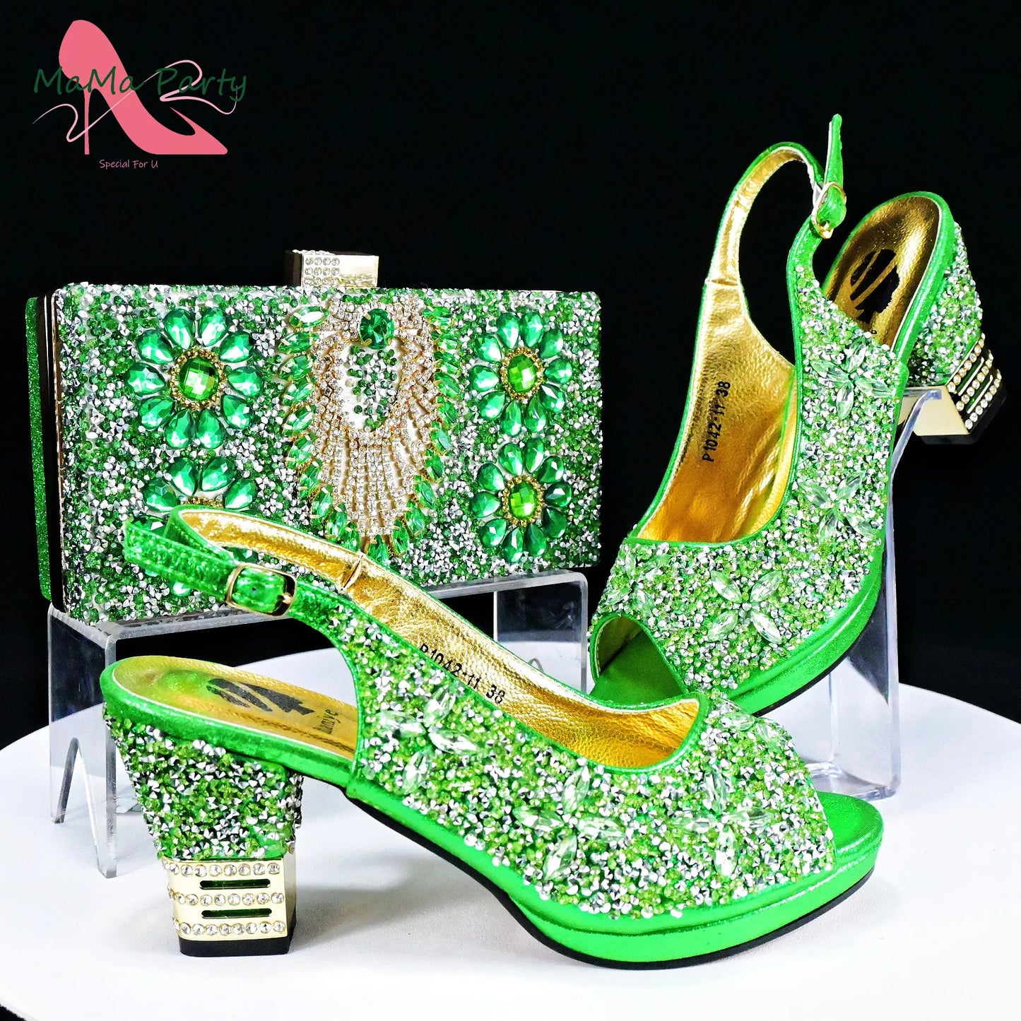 2025 Fashion Style Nigerian Ladies Lovely Shoes and Bag to Match Set in Gold Color Specials Pumps for Dress