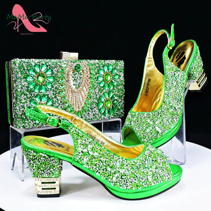 2025 Fashion Style Nigerian Ladies Lovely Shoes and Bag to Match Set in Gold Color Specials Pumps for Dress