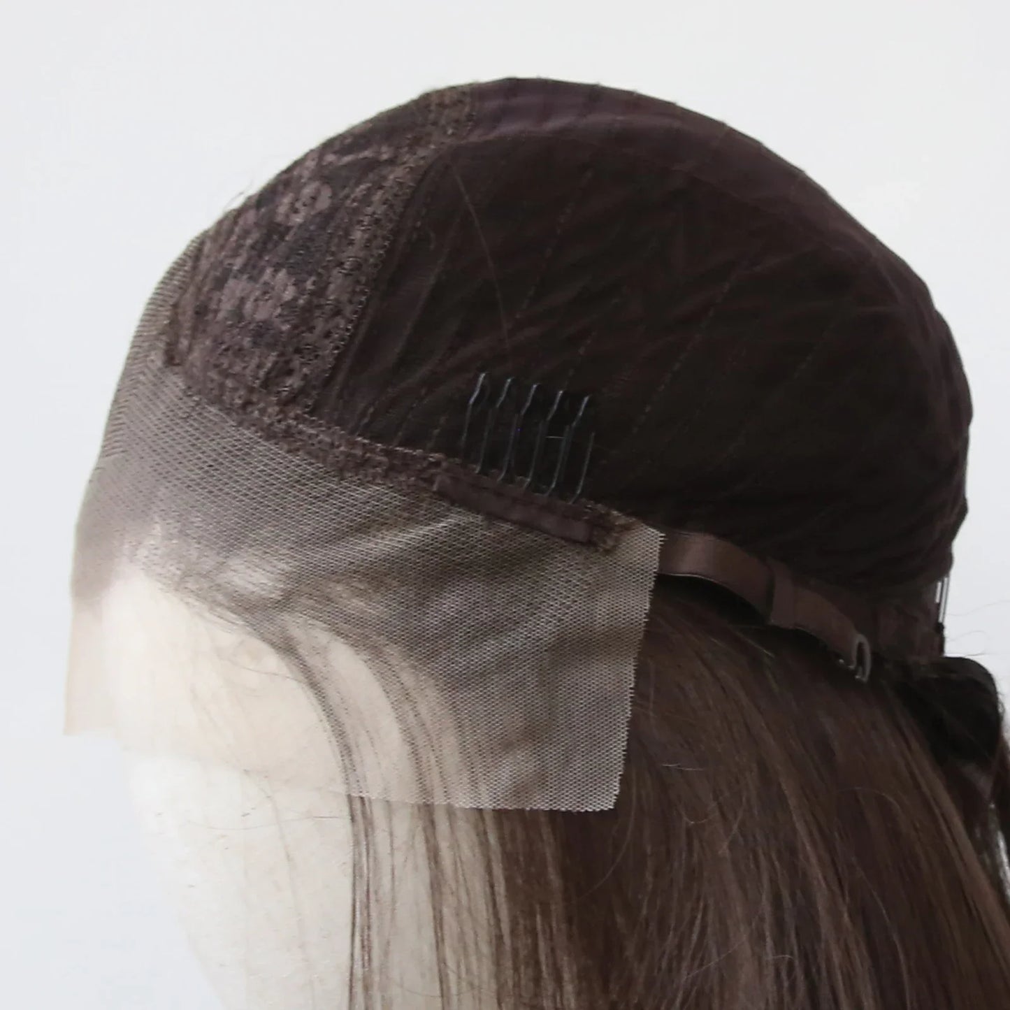 Ashely 13*4 Dark Brown Synthetic Lace Front Wigs Brown Long Straight Lace Front Wig for Women Pre Plucked Natural Hairline