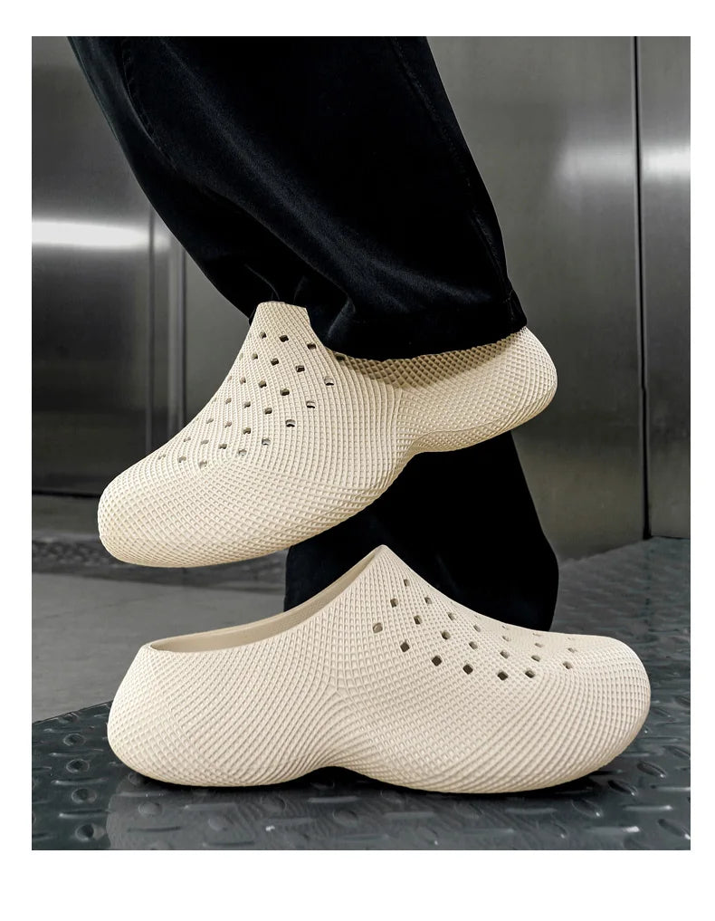 New Summer Fashion Couple Slippers EVA Baotou Men's Sandals Outdoor Thick Bottom Hole Shoes Luxury Beach Men Garden Shoes
