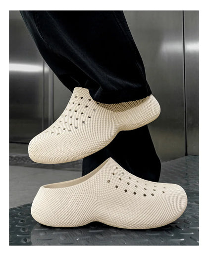 New Summer Fashion Couple Slippers EVA Baotou Men's Sandals Outdoor Thick Bottom Hole Shoes Luxury Beach Men Garden Shoes