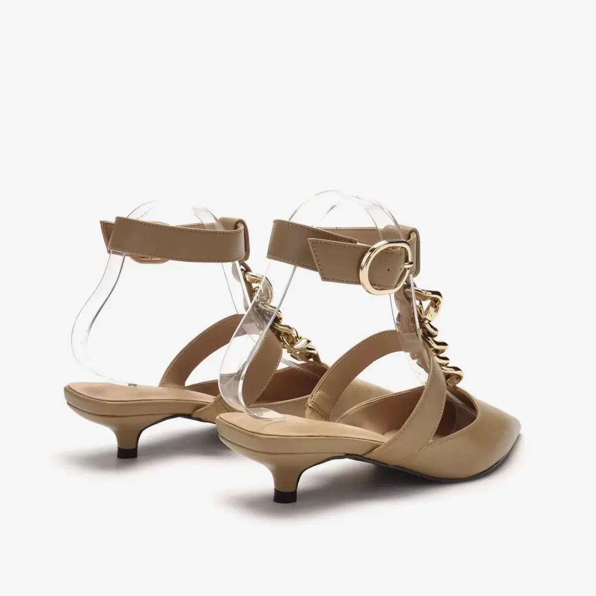 Women's Sandals Summer 2025 Design Metal Chain Adjustable Buckle Female Luxury Heeled Shoes Fashion Party Banquet Heels Ladies