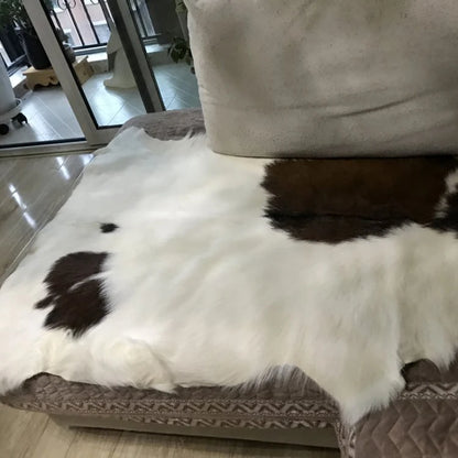 Natural Cow Flower Black and White Whole Goatskin Chair Cushion Vintage Primitive Antique Carpet Floating Window Camping Rugs