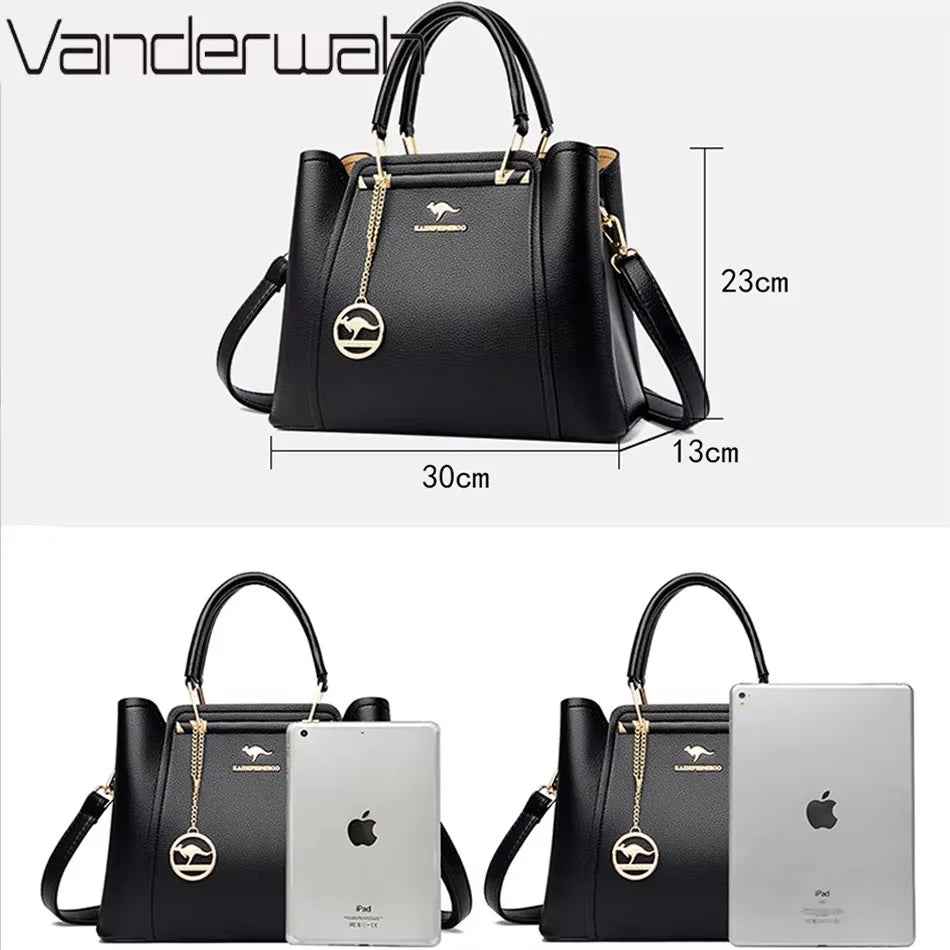 Genuine Soft Pu Leather Handbags for Women Vintage Shoulder Tote Bag Luxury Designer Ladies Large Capacity Purse Bags Sac A Main