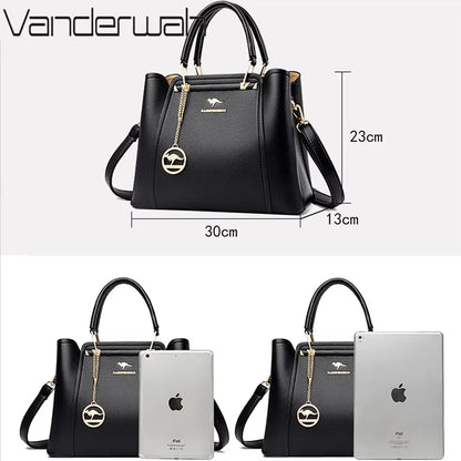 Genuine Soft Pu Leather Handbags for Women Vintage Shoulder Tote Bag Luxury Designer Ladies Large Capacity Purse Bags Sac A Main