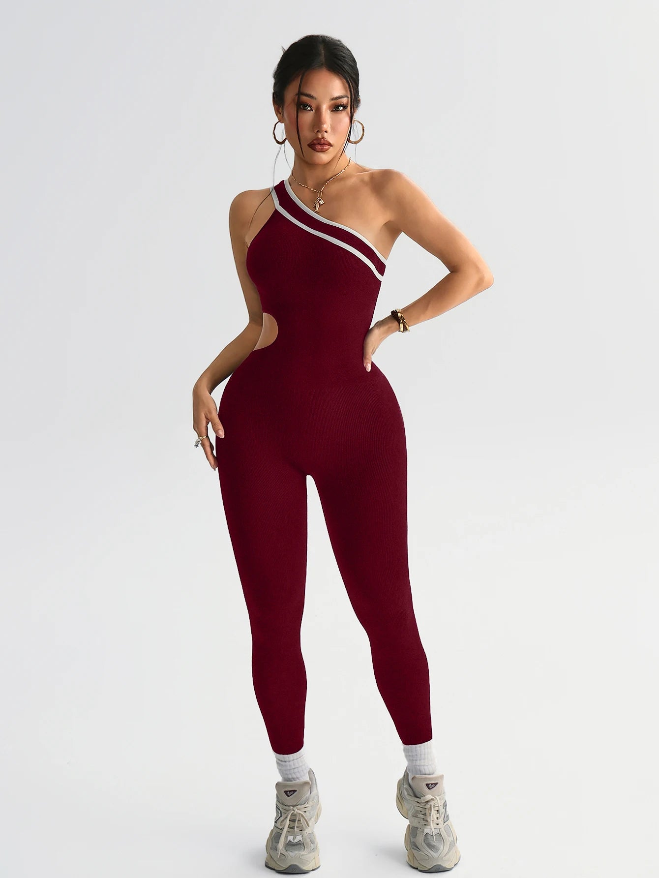 Women Seamless Yoga Jumpsuit Workout Bodysuit Tummy Control Butt-Lifting Gym Clothes Sleek Sportswear Striped Athletic Outfit
