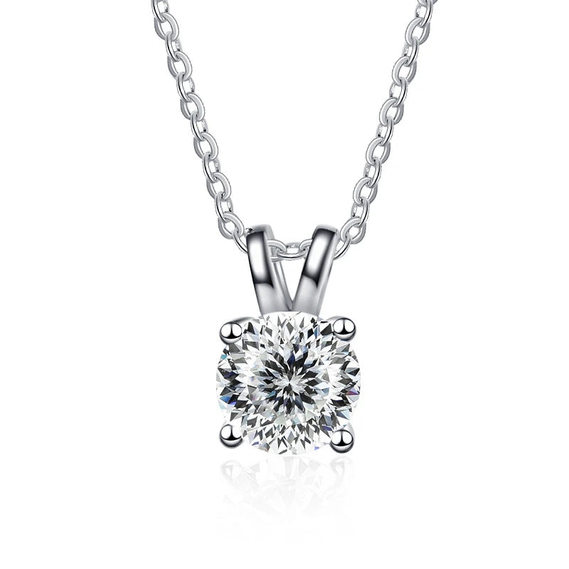 JoyceJelly 1ct 2ct Moissanite Pendant Necklace For Women Top Quality 925 Sterling Silver Wedding Party Bridal Fine Jewelry Gift