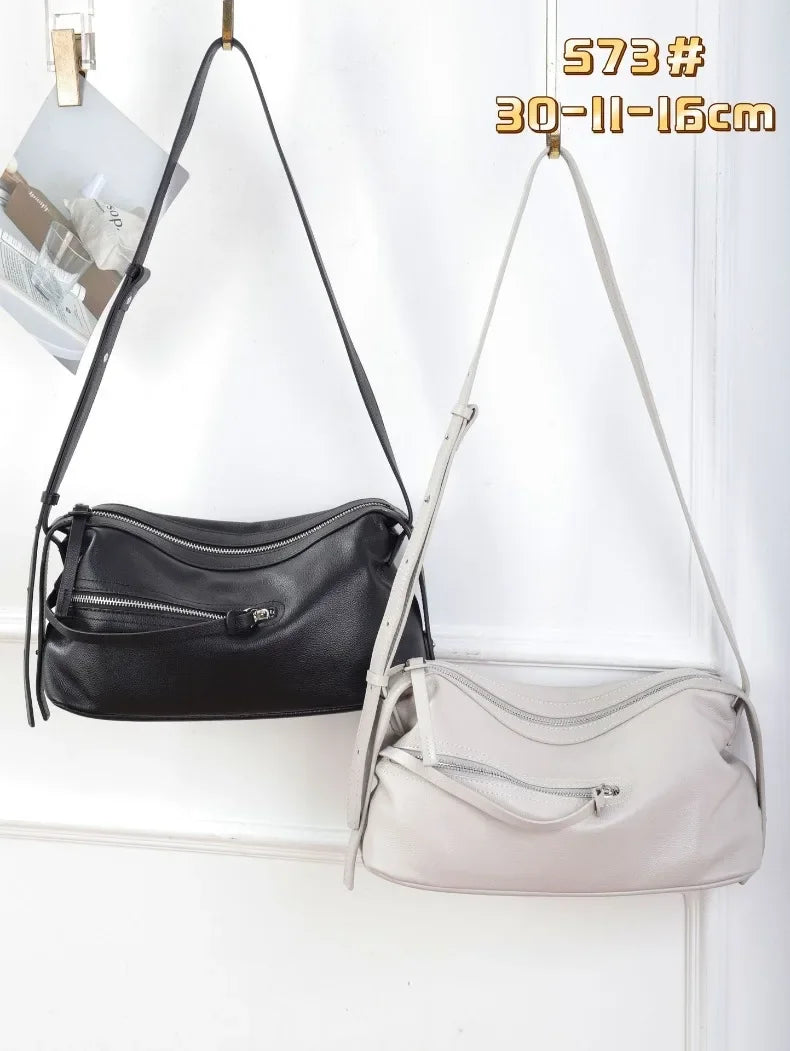 High Quality 2025 Luxury Cowhide Real Leather Crossbody Bowling Bag for Women - Ideal Commuter Bag & Ladies Gift