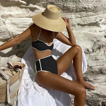 CPUTAN Black Sexy 2024 Push Up Bikini Set Two Piece Swimwear High Waist Biquini Swimsuit Summer Brazilian Bathing Suit Beachwear