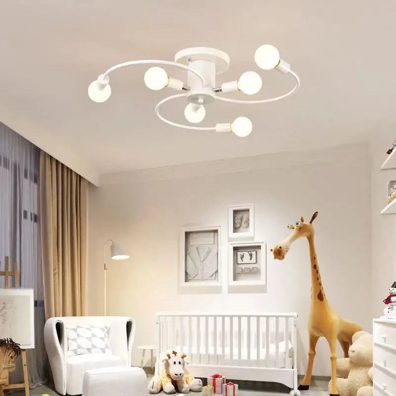 Minimalist Black/White/Gold Chandelier Simple Nordic Metal Chandelier Ceiling Lights for Living Room Bedroom Kitchen Bar Lustre