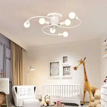 Minimalist Black/White/Gold Chandelier Simple Nordic Metal Chandelier Ceiling Lights for Living Room Bedroom Kitchen Bar Lustre