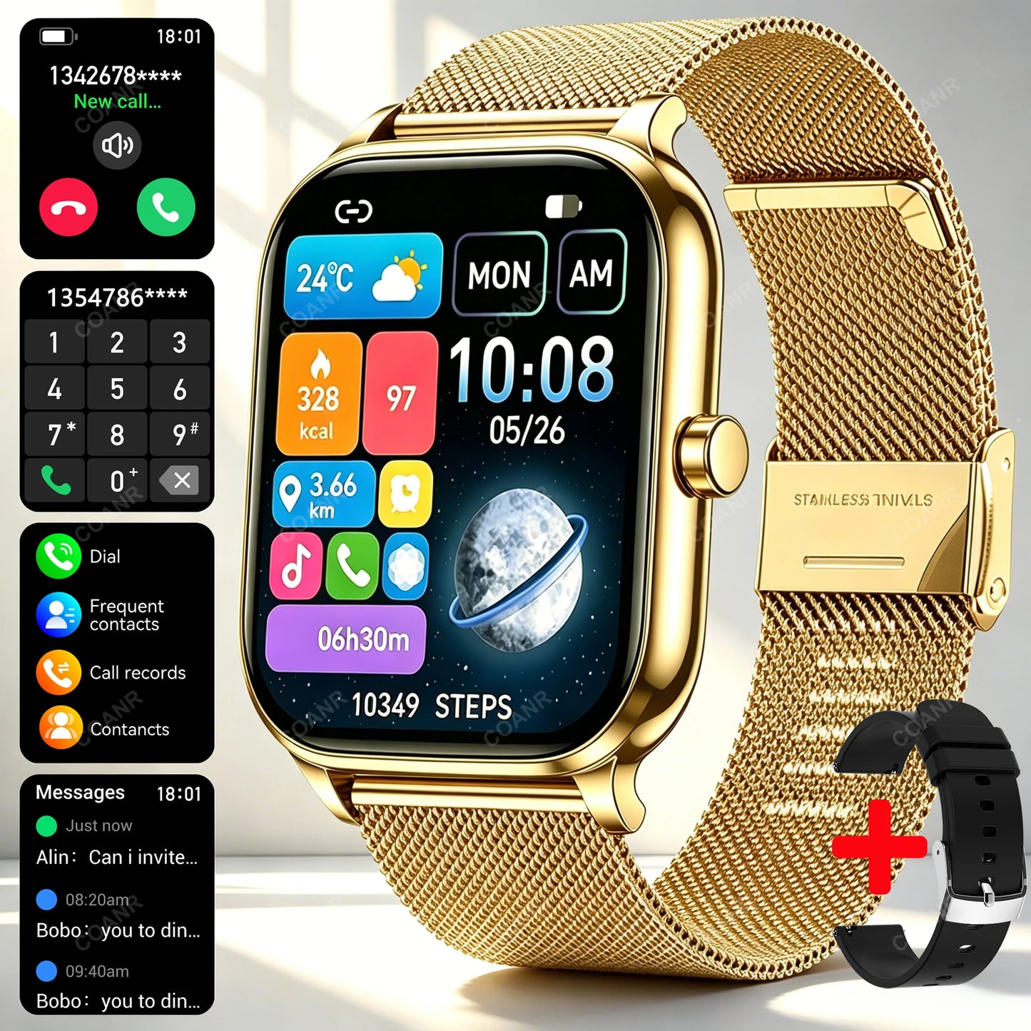 New Men woman Smart Watch 1.83" HD Screen Health Monitor wireless Call Sports Fitness tracking SmartWatches IP68 Waterproof