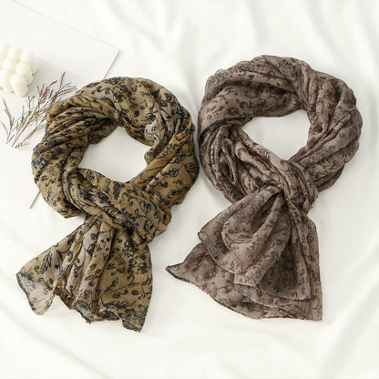 Floral Printed Viscose Hijab Scarf Woman Muslim Hijab Lady Soft Shawls Summer Breathable Headwraps Islamic Turban Headscarf