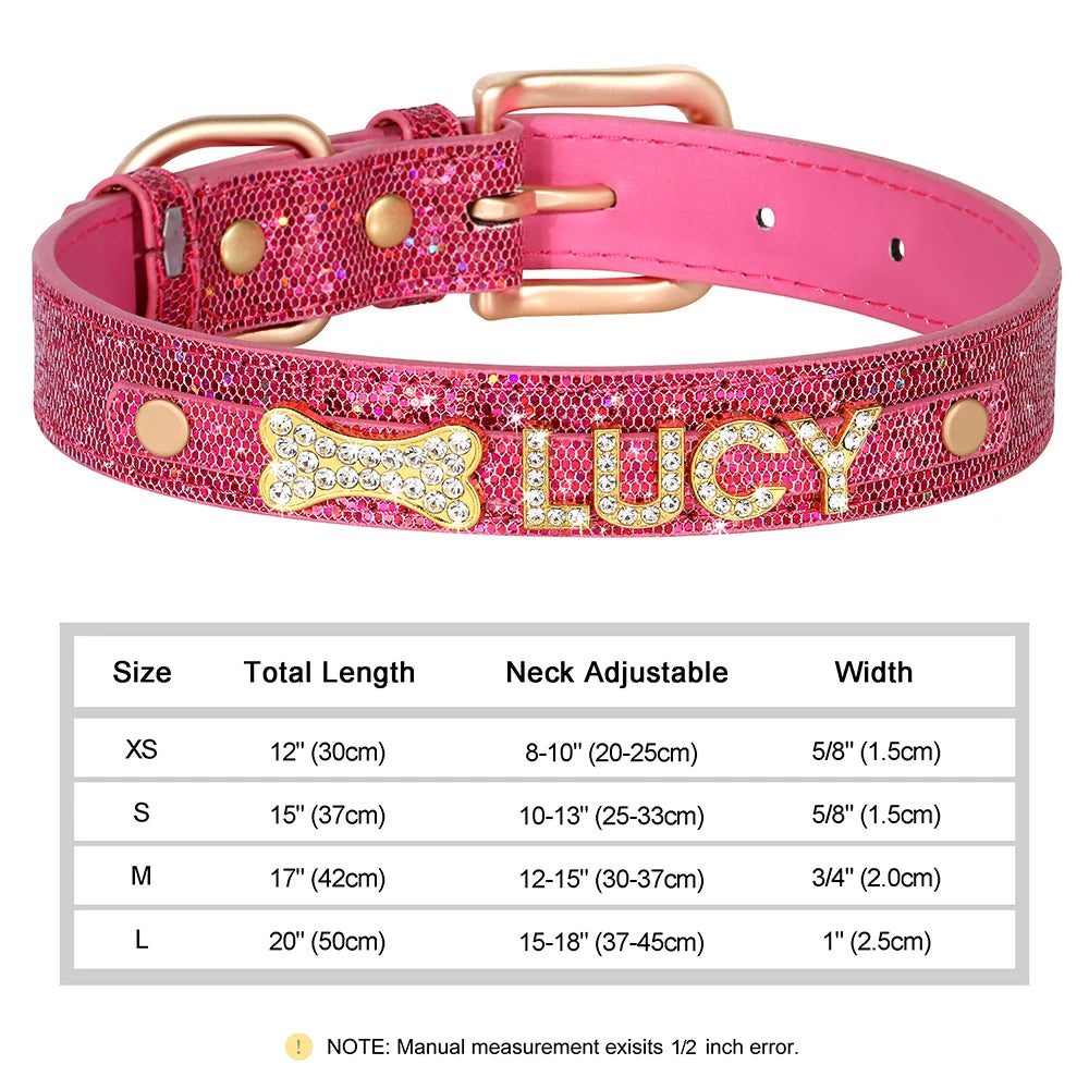 Personalized Small Dogs Chihuahua Collar Bling Rhinestone Dog Collars Free Custom Pet Dogs Cats Name Charms Pet Accessories