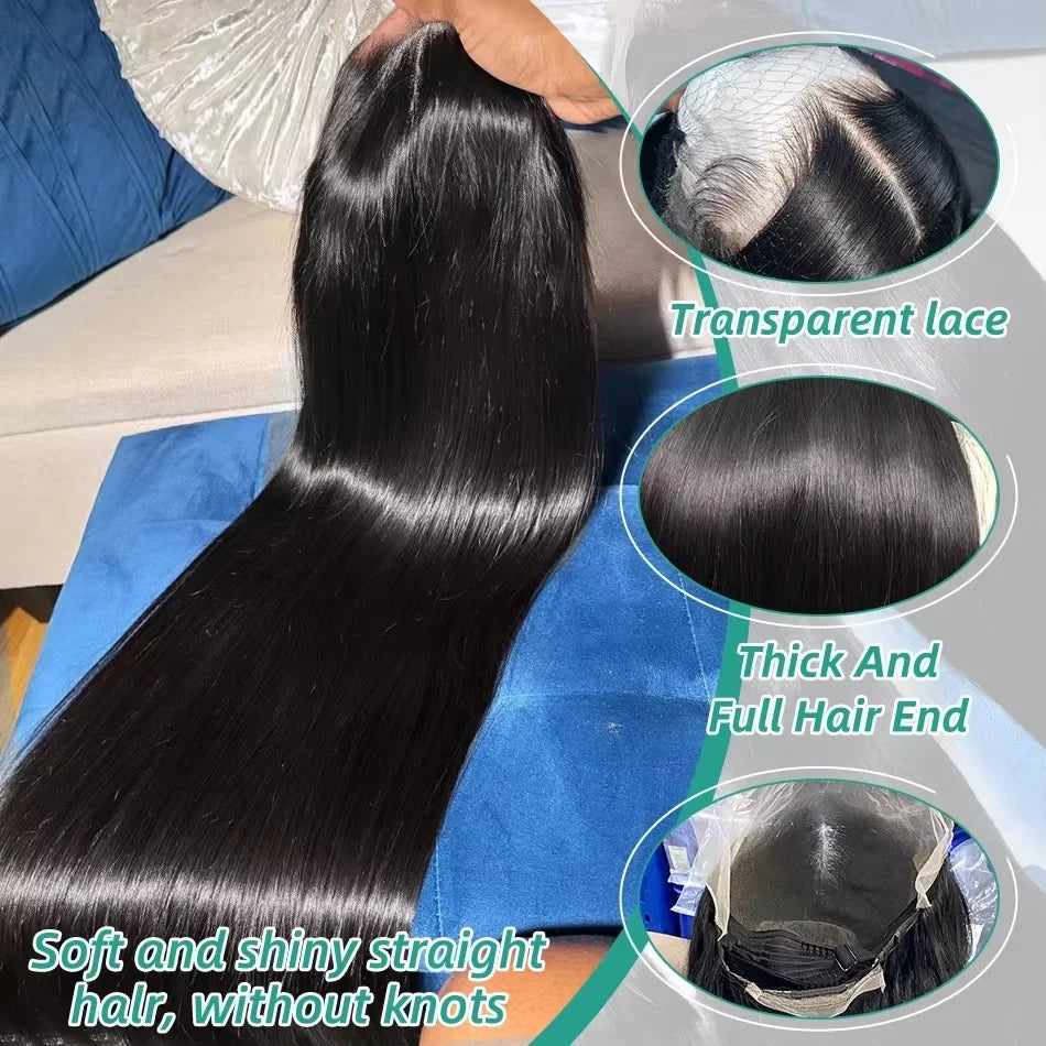 13x6 HD Lace Front Wig Human Hair Pre plucked 13x4 Human Hair Wigs 36 inch Bone Straight Lace Frontal Wig Glueless Wig For Women