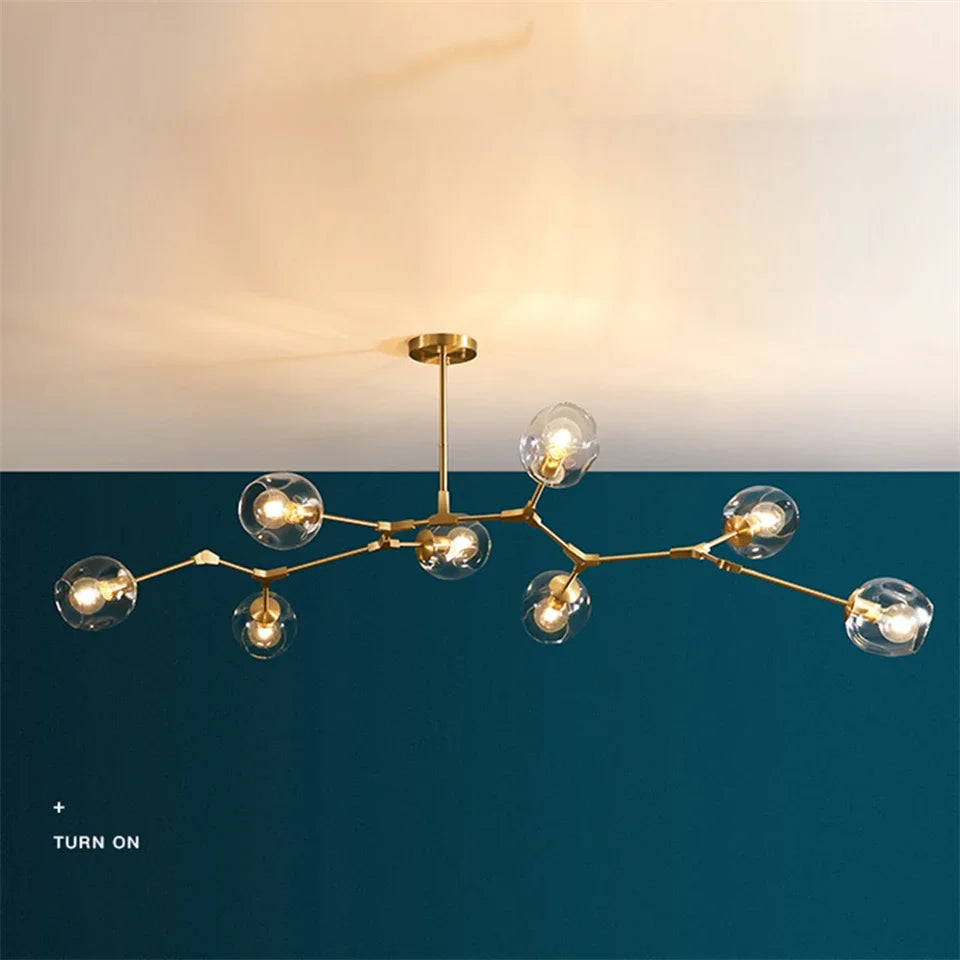 Italy Designer LED Modern Pendant Lights Branching Ceiling Lamp Chandelier Glass Lampshade Suspension Lighting Kitchen Dining