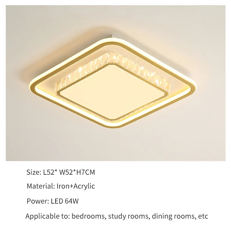 Luxury Living Room Lights Lustre Home Decoration LED Ceiling Lamp Modern Square Acrylic Gold Hall Bedroom Dining Room Fixtures
