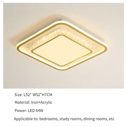 Luxury Living Room Lights Lustre Home Decoration LED Ceiling Lamp Modern Square Acrylic Gold Hall Bedroom Dining Room Fixtures