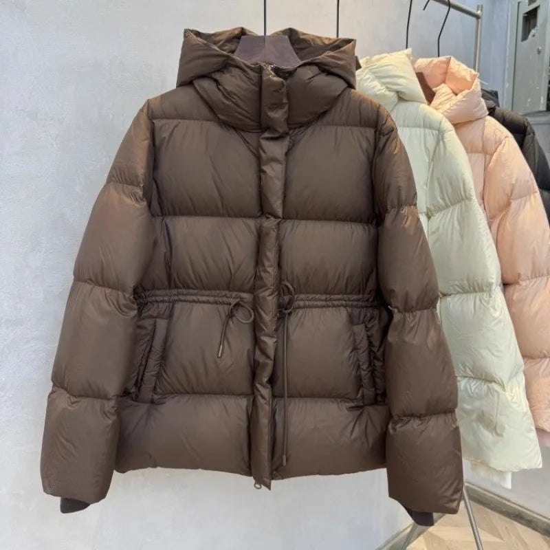 Winter Women Parkas Down Cotton Padded Coat Pink Warm Sashe Hooded Outwear Female Thick Snow Wear Coats Puffer Quilted Jacket