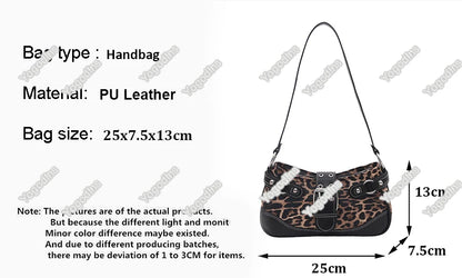 Fashion PU Shoulder Bags Leopard Print Retro Messenger Bag Large Capacity Underarm Bag Women Daily Use Handheld Bag