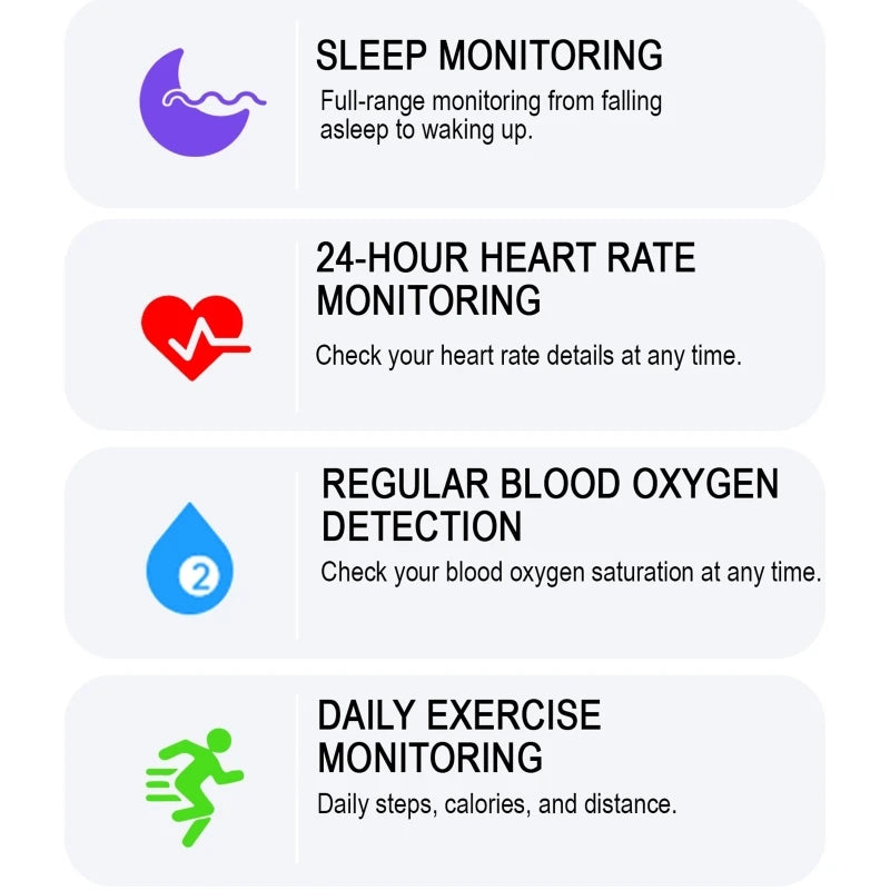 Smart Ring Health Tracker Heart Rate Blood Oxygen Monitor Waterproof Multifunctional Step Sleep Fitness Men Women Holiday Gift