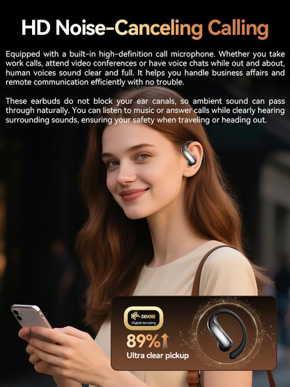 Tecsire Bluetooth Earphones Wireless Earbuds Open Ear Hook Headset HiFi Stereo Comfortable Waterproof For Sports Daily Use
