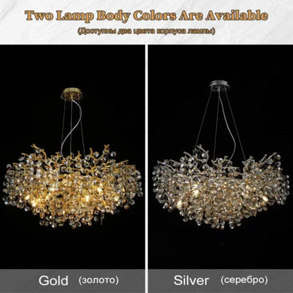 Chrome Crystal Branch Chandelier Light For Dining Living Room Kitchen Bedroom Round Crystal Ceiling Chandelier Peandant Lights