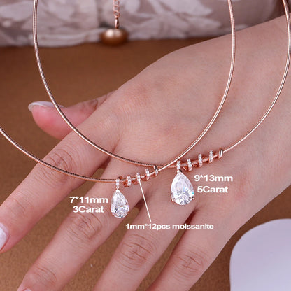 3CT 5CT Waterdrop Shape Full Moissanite Necklace for Women Pear Cut Lab Diamond Surround Pendant S925 Silver Neck Chain Jewelry