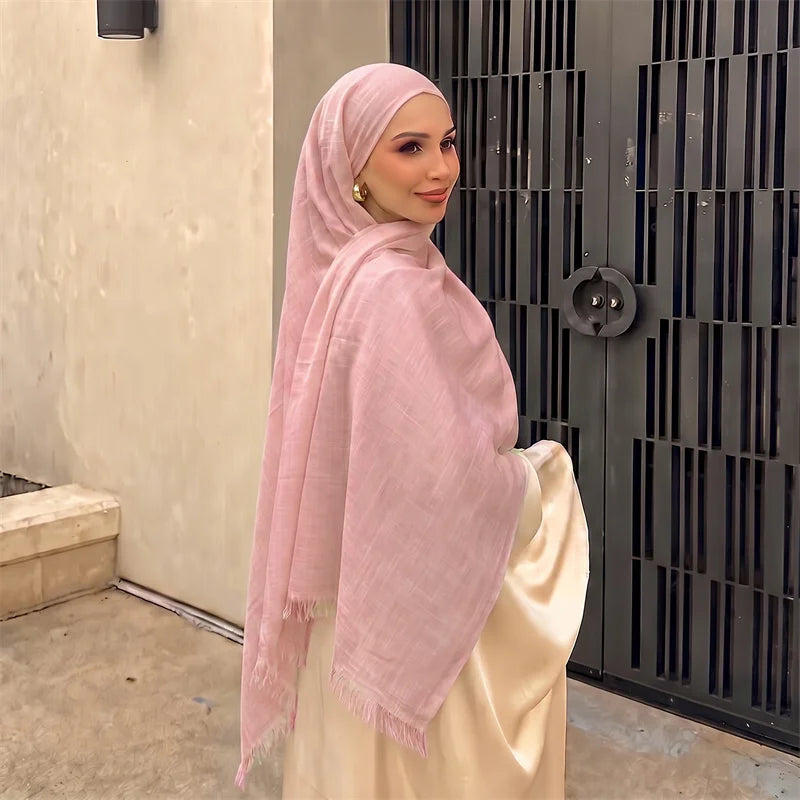 New Long Scarf Women Cotton Scarf Beach Hijab Shawls and Wraps 2026 Luxury Brand Solid Color  Echarpe Designer