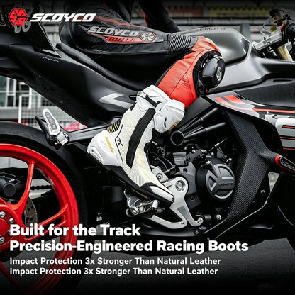 Scoyco Professional Motorcycle Racing Boots Track‑Grade Protective Riding Shoes Dual‑Boot Ankle TPU Shin Guard Breathable Boots