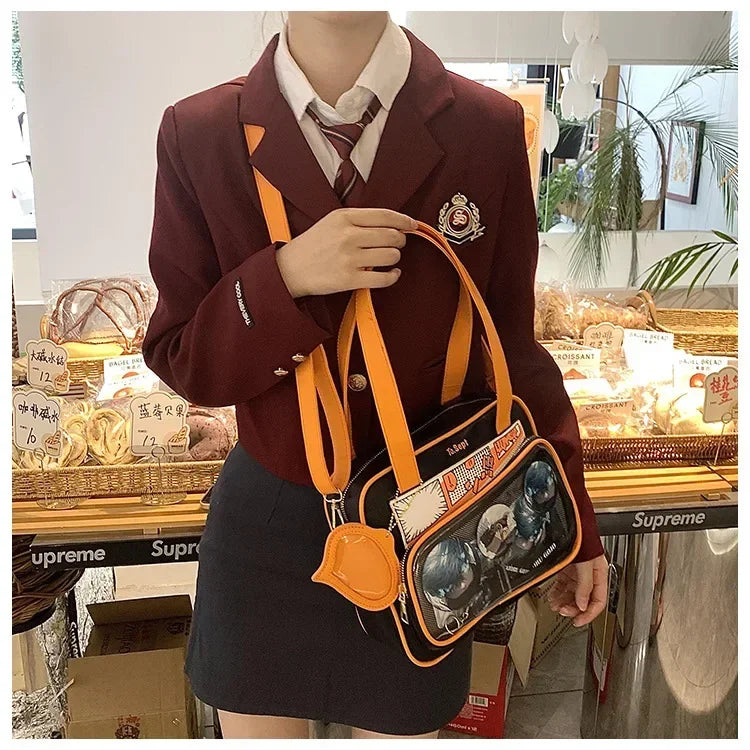 Y2K Japanese Harajuku Ita Bag for Women Cute Shoulder Bag Girls Transparent Itabag Crossbody Bag JK Shoulder Bags Handbags