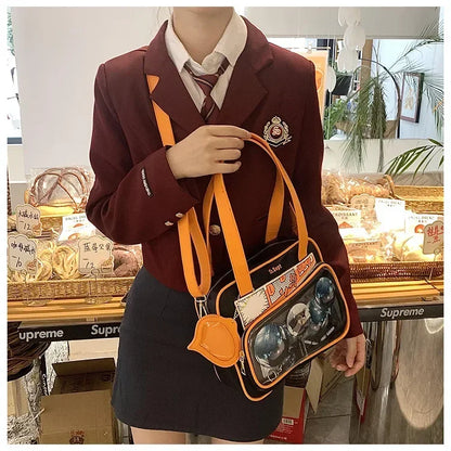 Y2K Japanese Harajuku Ita Bag for Women Cute Shoulder Bag Girls Transparent Itabag Crossbody Bag JK Shoulder Bags Handbags