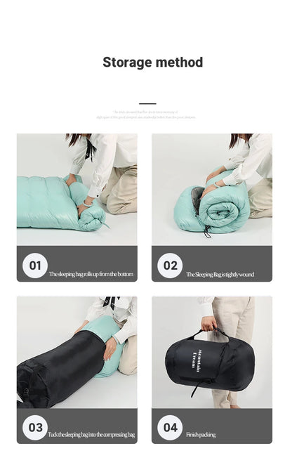 Envelope-style Down Sleeping Bag Ultra-light Goose Down Waterproof Plus Size Winter Warm Travel Hiking Camping Sleeping Bag