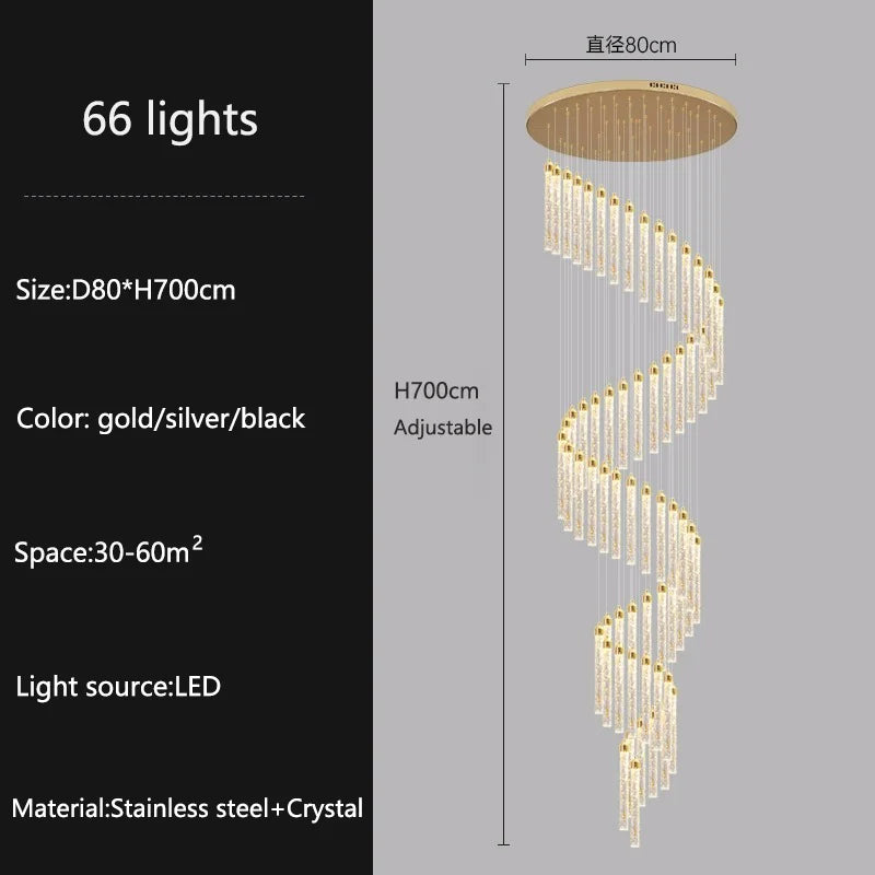 Modern Ceiling Chandelier Luxury Staircase Crystal Chandeliers Duplex Attic Villa Living Room Pendant Lights Home Decor Lighting