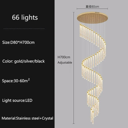Modern Ceiling Chandelier Luxury Staircase Crystal Chandeliers Duplex Attic Villa Living Room Pendant Lights Home Decor Lighting