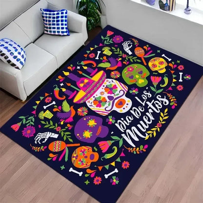 Mexican Day of The Dead Carpet for Living Room Sofa Table Large Area Rugs Bedroom Bedside Floor Mat Halloween Decorations