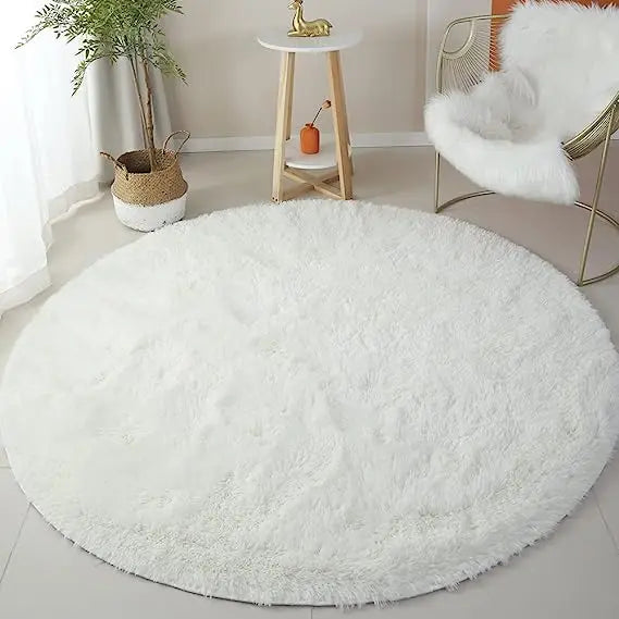 60/80/100/120/140/160 Round Rug Rainbow Fluffy Soft Area Rugs for Kids Girls Room Plush Shag Carpet Cute Circle Bedroom Decor