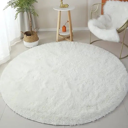 60/80/100/120/140/160 Round Rug Rainbow Fluffy Soft Area Rugs for Kids Girls Room Plush Shag Carpet Cute Circle Bedroom Decor