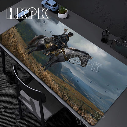 Large Computer Gamer Table Mat Ghost of Tsushima Samurai  Mouse Pad Laptop Desk Mats PC Mousepad Non-slip Rubber keyboard Pads