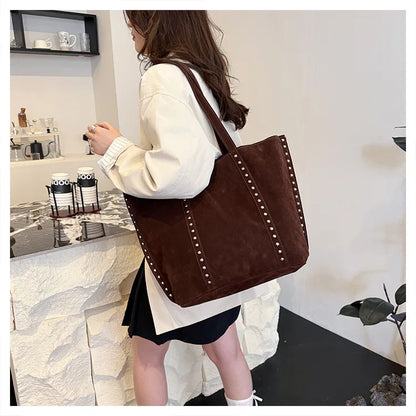 Fashion Microfiber Solid Sewing Shoulder Bags 2025 High Quality Retro Sweet Handbags Brand Sequined Large Capacity Bag for Women
