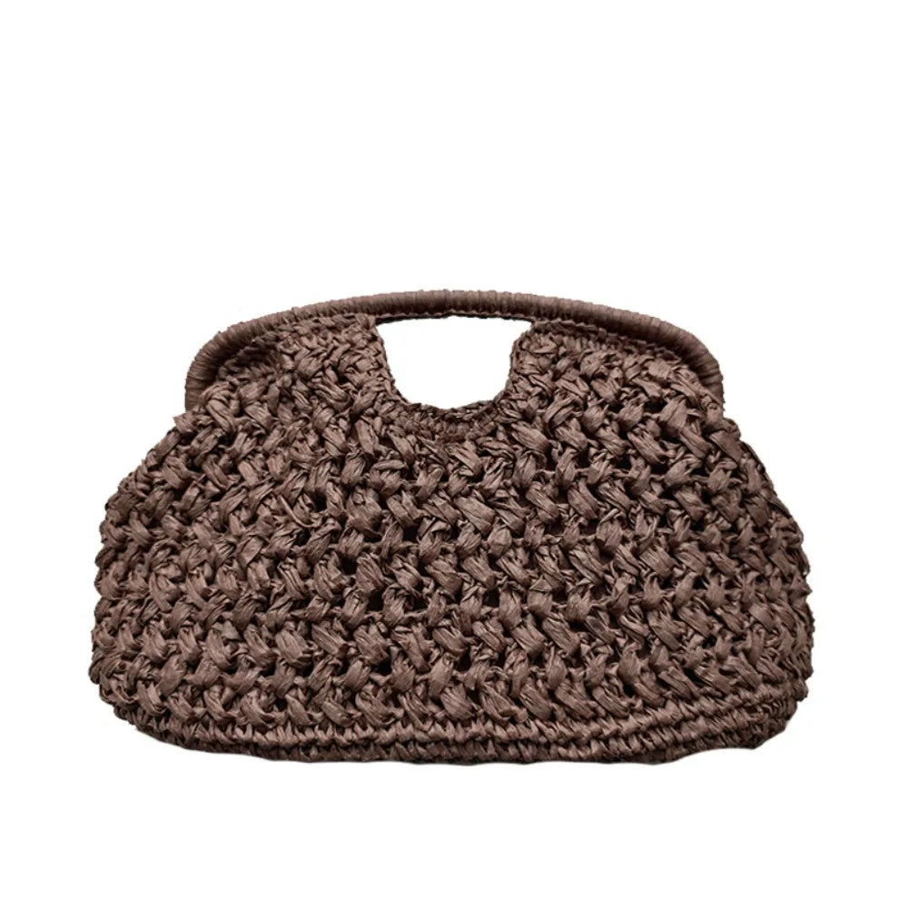 Elegant Luxury Woven Clutch Bag Large Capacity Simple Texture Women Handbag Straw Beach Bag Wallet Travel