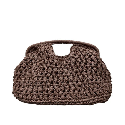 Elegant Luxury Woven Clutch Bag Large Capacity Simple Texture Women Handbag Straw Beach Bag Wallet Travel
